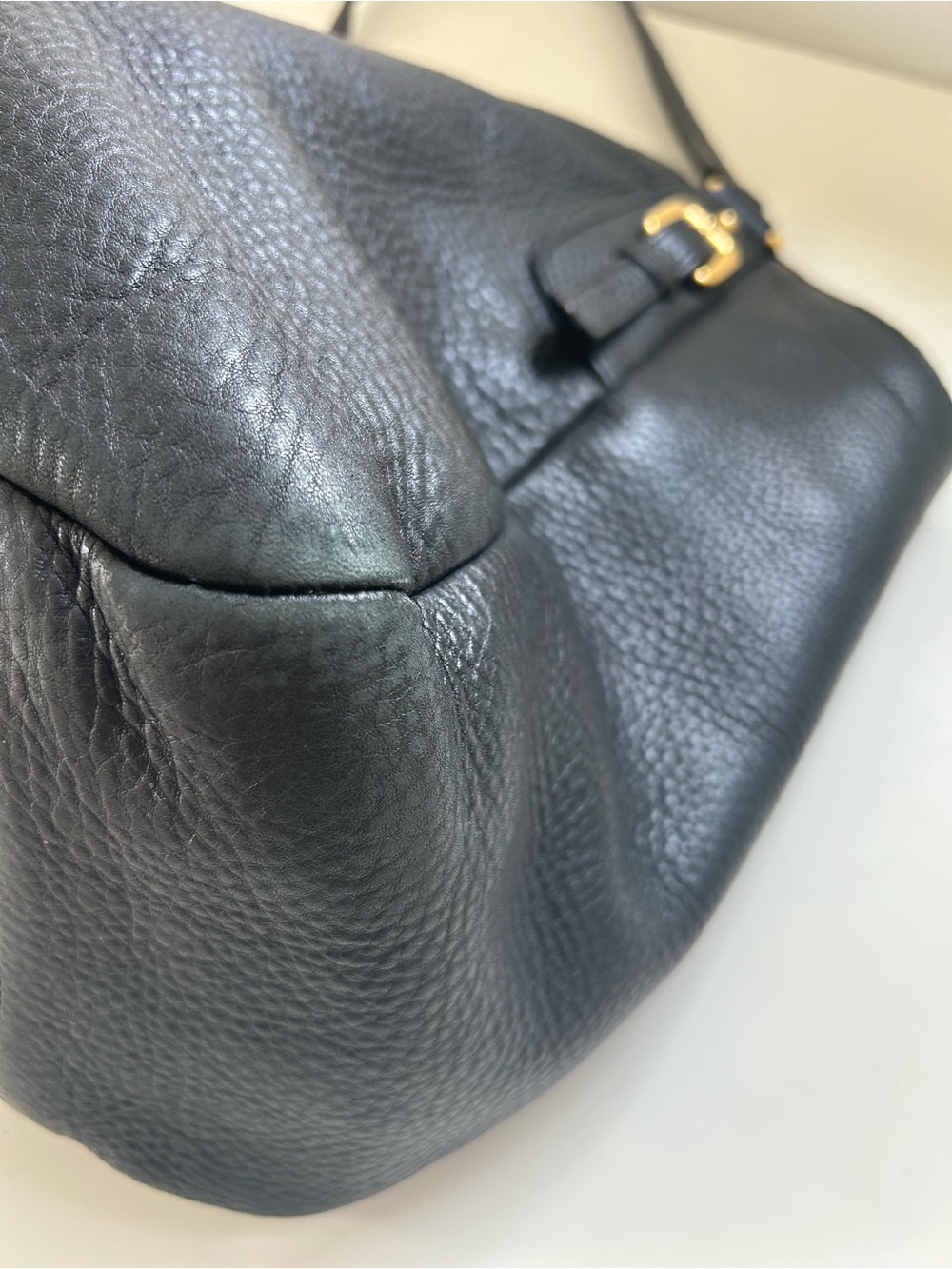 Prada Black Pebbled Leather Tote with Gold Hardware - Picture 11 of 14